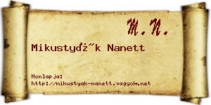 Mikustyák Nanett névjegykártya